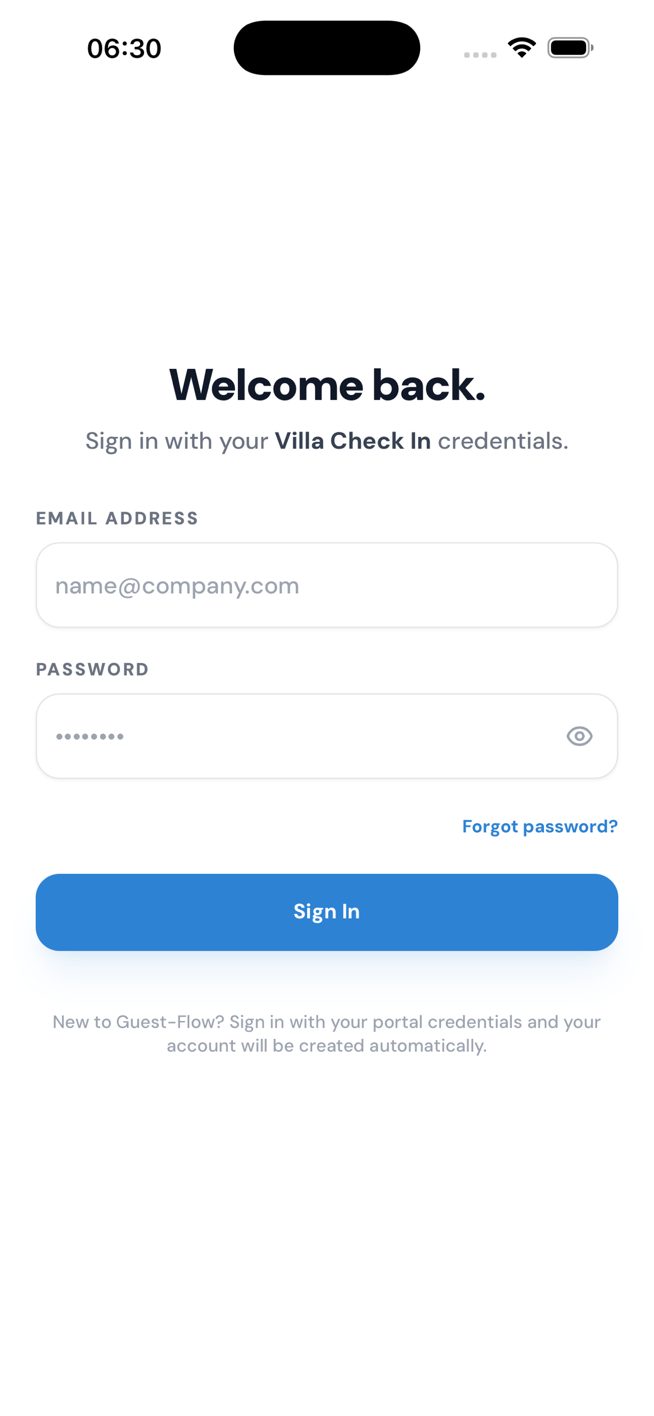 Guest-Flow sign in