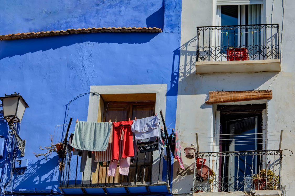 Colourful residential balconies in Alicante, Spain